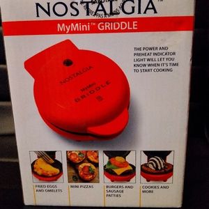 Nostalgia MyMini Griddle, 5 inch, Red